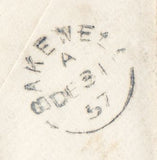 144169 1857 MAIL HULL TO BAKEWELL, DERBYS 1d (SG40) WITH HULL SPOON (RA41) AND 'Missent to/Derby RO' HANDSTAMP (DY165).