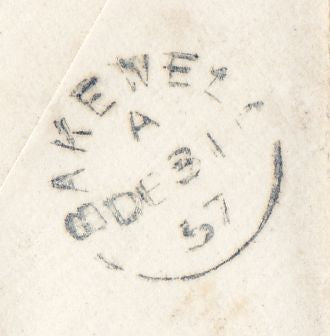 144169 1857 MAIL HULL TO BAKEWELL, DERBYS 1d (SG40) WITH HULL SPOON (RA41) AND 'Missent to/Derby RO' HANDSTAMP (DY165).