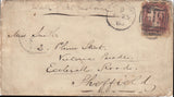 144171 1868 ENVELOPE MARYPORT, CUMBERLAND TO SHEFFIELD 1d PL.97 (SG43), REVERSE OF ENVELOPE COVERED WITH SENTENCES EXPRESSING ROMANCE.