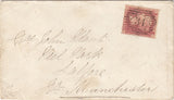 144172 1858 MAIL LONDON TO MANCHESTER 1d (SG40)(BD) ON REVERSE 'MANCHESTER' DOUBLE RING DATE STAMP.