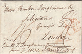 144175 1838 MAIL YARDLEY, BIRMINGHAM TO LONDON POSTAL CHARGE RE-RATED WITH INSPECTOR'S MARK.
