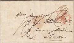 144176 1835 MAIL WOLVERHAMPTON TO LONDON POSTAL CHARGE RE-RATED WITH INSPECTOR'S MARK.