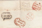 144181 1827 MAIL TRALEE, COUNTY KERRY TO CHELSEA ROYAL HOSPITAL, LONDON WITH 'TRALEE' HANDSTAMP AND INSPECTOR'S MARK.
