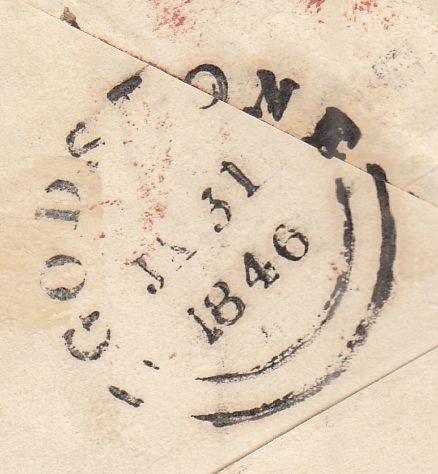 144184 1846 PENNY PINK ENVELOPE USED WITHIN SOUTHAMPTON, TURNED AND REUSED SOUTHAMPTON TO GODSTONE, SURREY.
