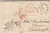 144185 1813 MAIL LANCASTER TO CARLISLE REDIRECTED TO EDINBURGH WITH VARIOUS CHARGES AND HANDSTAMPS.