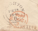 144189 1844 PENNY PINK ENVELOPE BRIGHTON  TO WALWORTH, SURREY, DISTINCTIVE MALTESE CROSS OF BRIGHTON.