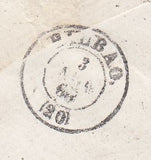 144198 1868 MAIL LONDON TO BILBOA, SPAIN 2d BLUE PL.9 (SG45) x SIX.