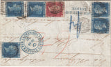 144199 1866 MAIL LONDON TO CONSTANTINOPLE 1d (SG43) AND 2d BLUE PL.9 (SG45) X FIVE.