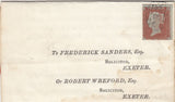 144200 1854 MAIL USED IN EXETER 1d (SG17) 'LYMPSTONE' UDC , PRINTED CONTENT 'EXETER AND EXMOUTH RAILWAY'.