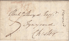 144209 1832 MAIL BEAUMARIS, ANGLESEA TO CHESTER REFERENCE TO CHOLERA 'AMONGST US'.
