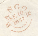144218 1837 FREE MAIL BANGOR, CAERNARVON TO DOLGELLAU, MERION WITH LETTER.