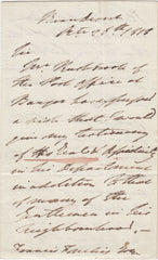 144220 1818 LETTER ONLY 'Beaudesert', TO FRANCIS FREELING REQUESTING INCREASED SALARY FOR POSTMASTER OF BANGOR.