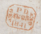 144221 1841 MAIL USED IN LONDON 'Chief-Office/1d.PAID' HANDSTAMP IN RED (L509/CHIEF8a).