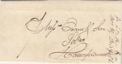 144225 1823 MAIL CARMARTHEN TO HAVERFORDWEST 'CARMARTHEN/236' CRCULAR DATED MILEAGE MARK (W632).