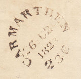 144225 1823 MAIL CARMARTHEN TO HAVERFORDWEST 'CARMARTHEN/236' CRCULAR DATED MILEAGE MARK (W632).