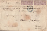 144227 1868 LARGE ENVELOPE TEDDINGTON, MIDDLESEX TO VIENNA 6d LILAC PL.6 (SG104) x SIX.