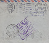 144228 1961 AIRMAIL GLASGOW TO KUWAIT 9d WILDING REDIRECTED TO SUEZ 20f KUWAIT.