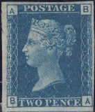 144232 1869 2d BLUE PL.13 ERROR IMPERFORATE (SG47a)(BA) FINE UNUSED.