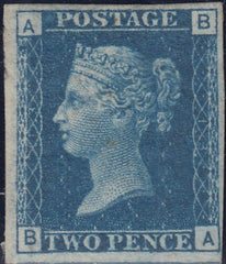 144232 1869 2d BLUE PL.13 ERROR IMPERFORATE (SG47a)(BA) FINE UNUSED.