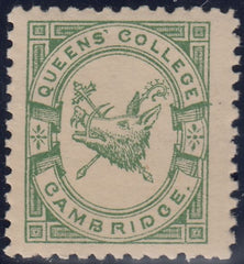 144243 1883 ½d BRIGHT GREEN QUEENS' COLLEGE, CAMBRIDGE (CS15) FINE UNUSED.