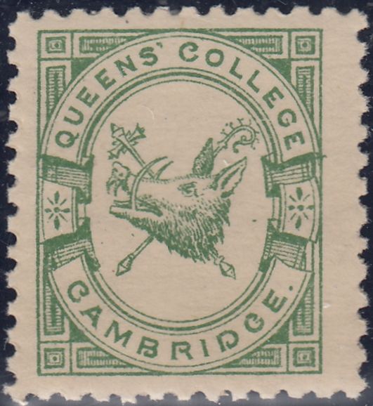 144247 1883 ½d BRIGHT GREEN QUEENS' COLLEGE, CAMBRIDGE (CS15) FINE UNUSED.