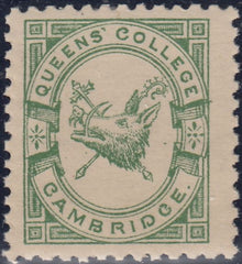 144247 1883 ½d BRIGHT GREEN QUEENS' COLLEGE, CAMBRIDGE (CS15) FINE UNUSED.