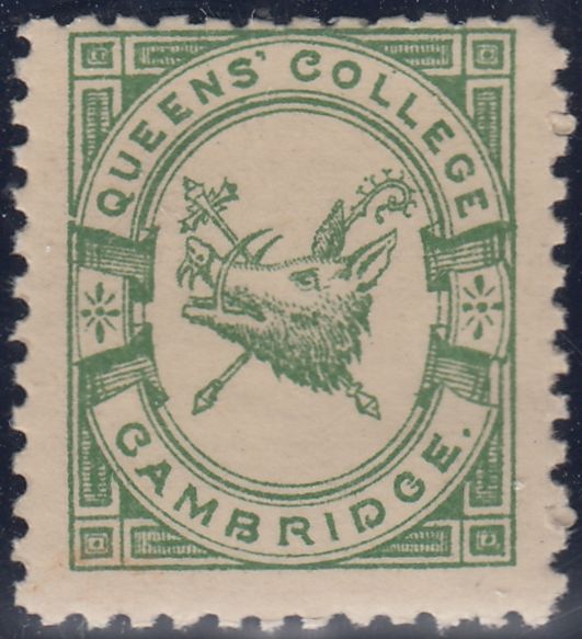 144249 1883 ½d BRIGHT GREEN QUEENS' COLLEGE, CAMBRIDGE (CS15) FINE UNUSED.