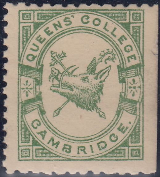144251 1883 ½d BRIGHT GREEN QUEENS' COLLEGE, CAMBRIDGE (CS15) FINE UNUSED.