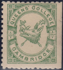 144251 1883 ½d BRIGHT GREEN QUEENS' COLLEGE, CAMBRIDGE (CS15) FINE UNUSED.