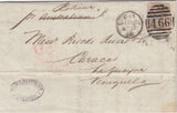 144269 1880 MAIL LIVERPOOL TO VENEZUELA 4d GREY-BROWN PL.17 WATERMARK LARGE GARTER (SG154).