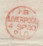 144269 1880 MAIL LIVERPOOL TO VENEZUELA 4d GREY-BROWN PL.17 WATERMARK LARGE GARTER (SG154).