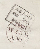 144272 1842 MAIL KELSO, ROXBURGHSHIRE TO EDINBURGH 1d (SG8) PL.21 STRIP OF SIX WITH FINE TO VERY FINE STRIKES KELSO DISTINCTIVE MALTESE CROSS (SPEC B1to).