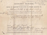 144274 1885 'NOTICE OF OBJECTION' USED IN LEDBURY, HEREFORDSHIRE 3d LILAC (SG191).