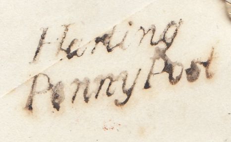 144277 1840 UNDERPAID MAIL HARTING, SUSSEX TO LONDON VIA PETERSFIELD 2d BLUE PL.1 (SG5)(PD).