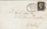 144278 1840 1d GREY-BLACK PL.8 (SG3) VERY LATE USAGE IN 1857 LIVERPOOL TO BRISTOL CANCELLED 'LIVERPOOL/466' SPOON.