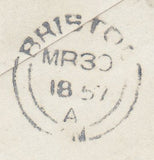 144278 1840 1d GREY-BLACK PL.8 (SG3) VERY LATE USAGE IN 1857 LIVERPOOL TO BRISTOL CANCELLED 'LIVERPOOL/466' SPOON.