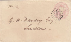 144279 1841 PENNY PINK ENVELOPE WELSHPOOL, MONTGOMERYSHIRE TO LUDLOW CANCELLED SUPERB STRIKE WELSHPOOL MALTESE CROSS WITH SOLID CENTRE.