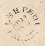 144279 1841 PENNY PINK ENVELOPE WELSHPOOL, MONTGOMERYSHIRE TO LUDLOW CANCELLED SUPERB STRIKE WELSHPOOL MALTESE CROSS WITH SOLID CENTRE.