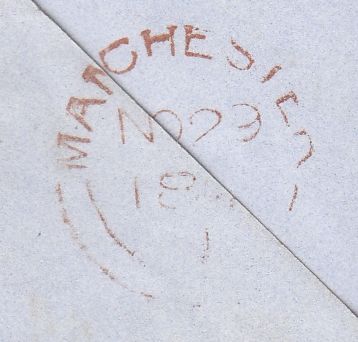 144280 1848 MAIL MANCHESTER TO KNIGHTON, RADNOR 1d (SG9) PRINTED BILLHEAD WITHIN.