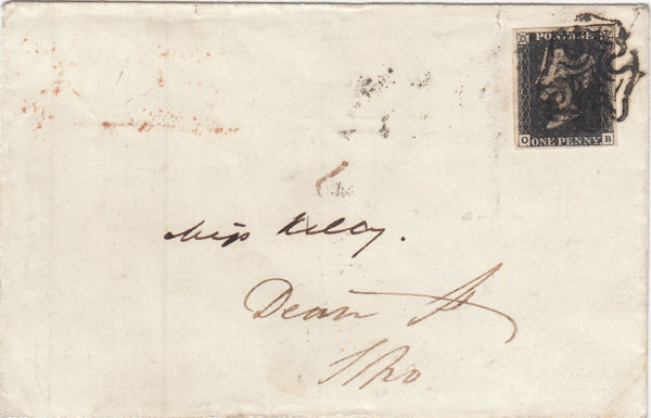 144284 1840 MAIL USED IN LONDON 1d BLACK  PL.6 (SG2) (OB FINE RE-ENTRY)(SPEC AS41a).