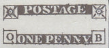 144284 1840 MAIL USED IN LONDON 1d BLACK  PL.6 (SG2) (OB FINE RE-ENTRY)(SPEC AS41a).