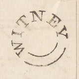 144289 1833 MOURING WRAPPER BRIGHTON TO 'Witney Court, Herefordshire', MISSORTED WITH  MANUSCRIPT 'Missent to Witney Oxfordshire'.