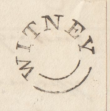 144289 1833 MOURING WRAPPER BRIGHTON TO 'Witney Court, Herefordshire', MISSORTED WITH  MANUSCRIPT 'Missent to Witney Oxfordshire'.