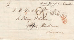144293 1833 MAIL USED IN LONDON WITH OVAL 'M.S.' HANDSTAMP DENOTING MISSORTED MAIL (L562c).
