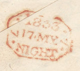 144293 1833 MAIL USED IN LONDON WITH OVAL 'M.S.' HANDSTAMP DENOTING MISSORTED MAIL (L562c).