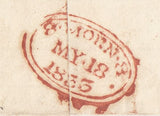 144293 1833 MAIL USED IN LONDON WITH OVAL 'M.S.' HANDSTAMP DENOTING MISSORTED MAIL (L562c).