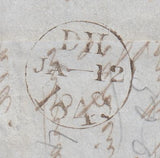 144294 1849 MAIL LONDON TO NEW YORK 2d BLUE PL.3 (SG14) x SIX.