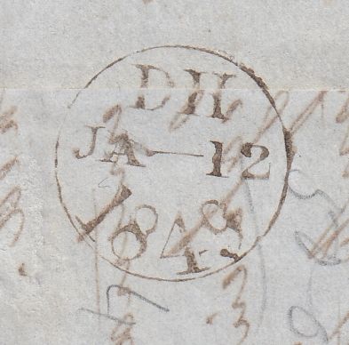 144294 1849 MAIL LONDON TO NEW YORK 2d BLUE PL.3 (SG14) x SIX.