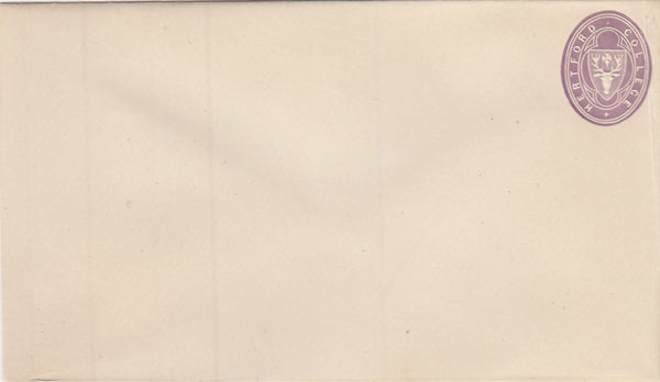 144302 1876 HERTFORD COLLEGE, OXFORD ½d MAUVE EMBOSSED ENVELOPE GOOD UNUSED.