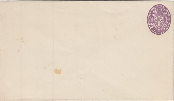 144303 1876 HERTFORD COLLEGE, OXFORD ½d MAUVE EMBOSSED ENVELOPE GOOD UNUSED.